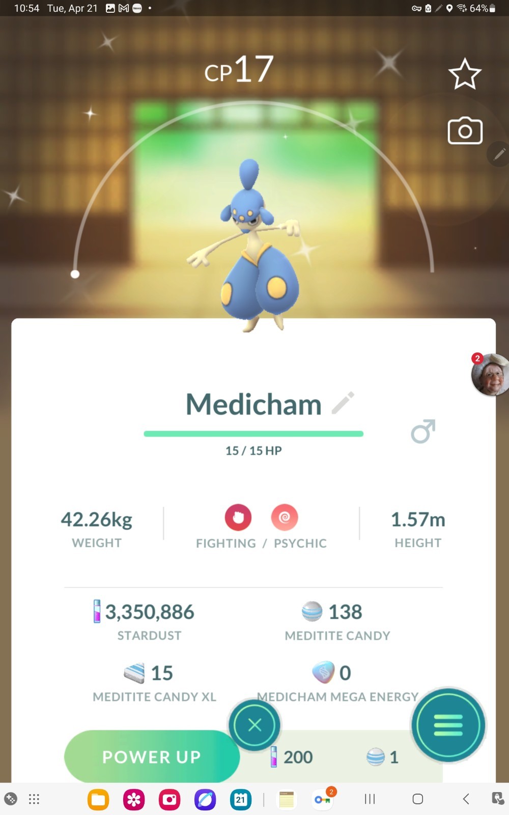 Shiny Medicham in GO. Custom OT to Home read description