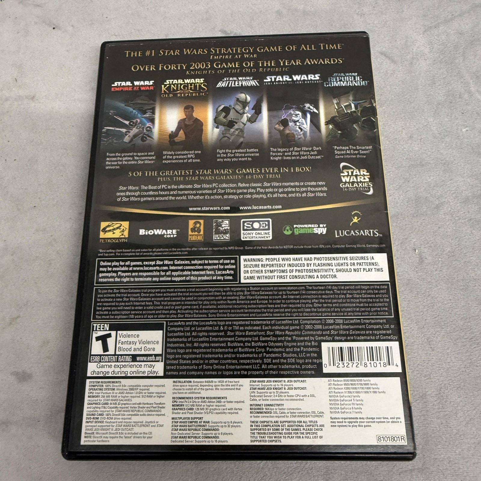 Star Wars The Best Of PC DVD-ROM Video Game Compilation LucasArts 2006 T Set