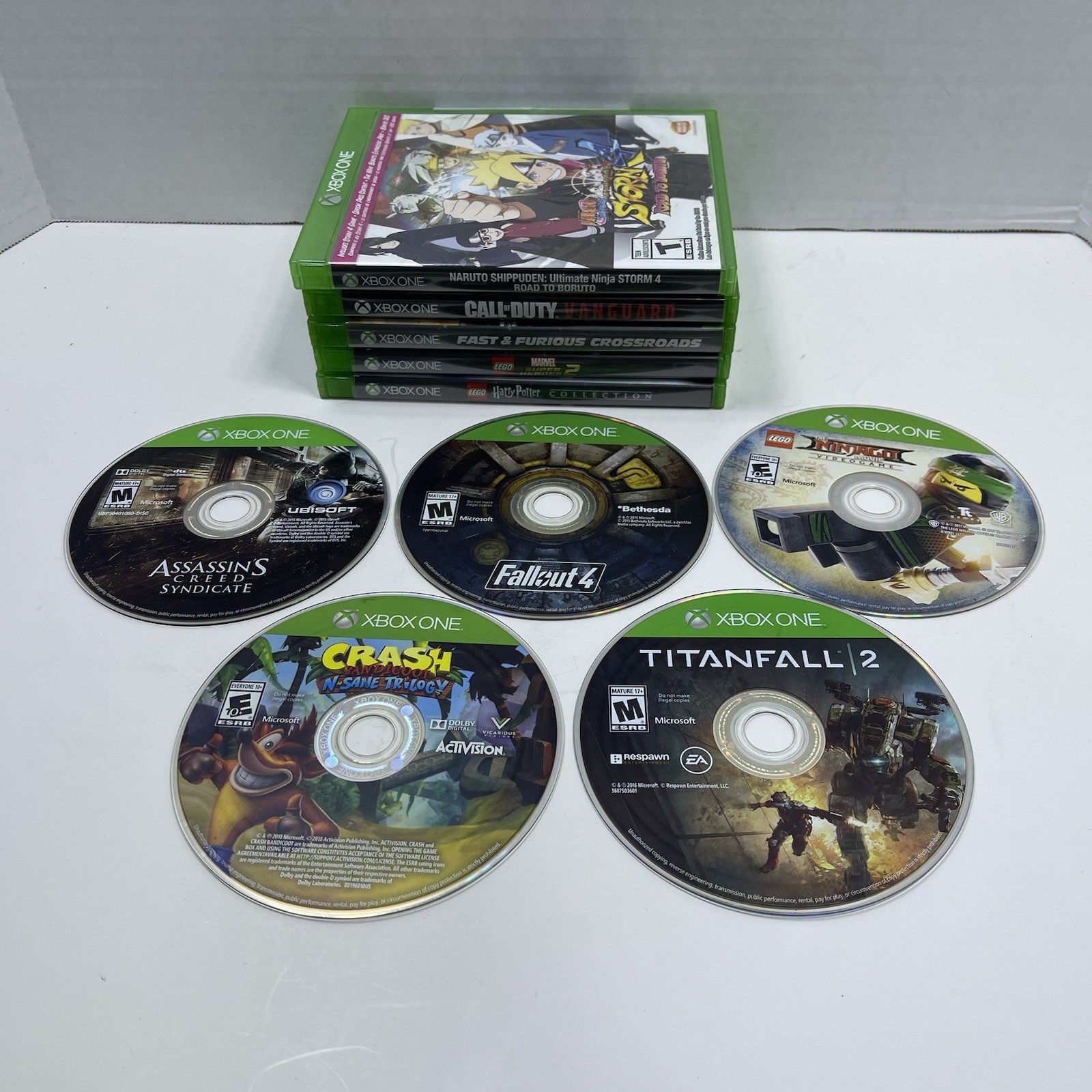 Lot of 10 Xbox One Games Crash Bandicoot, Harry Potter, Naruto, Call Of Duty