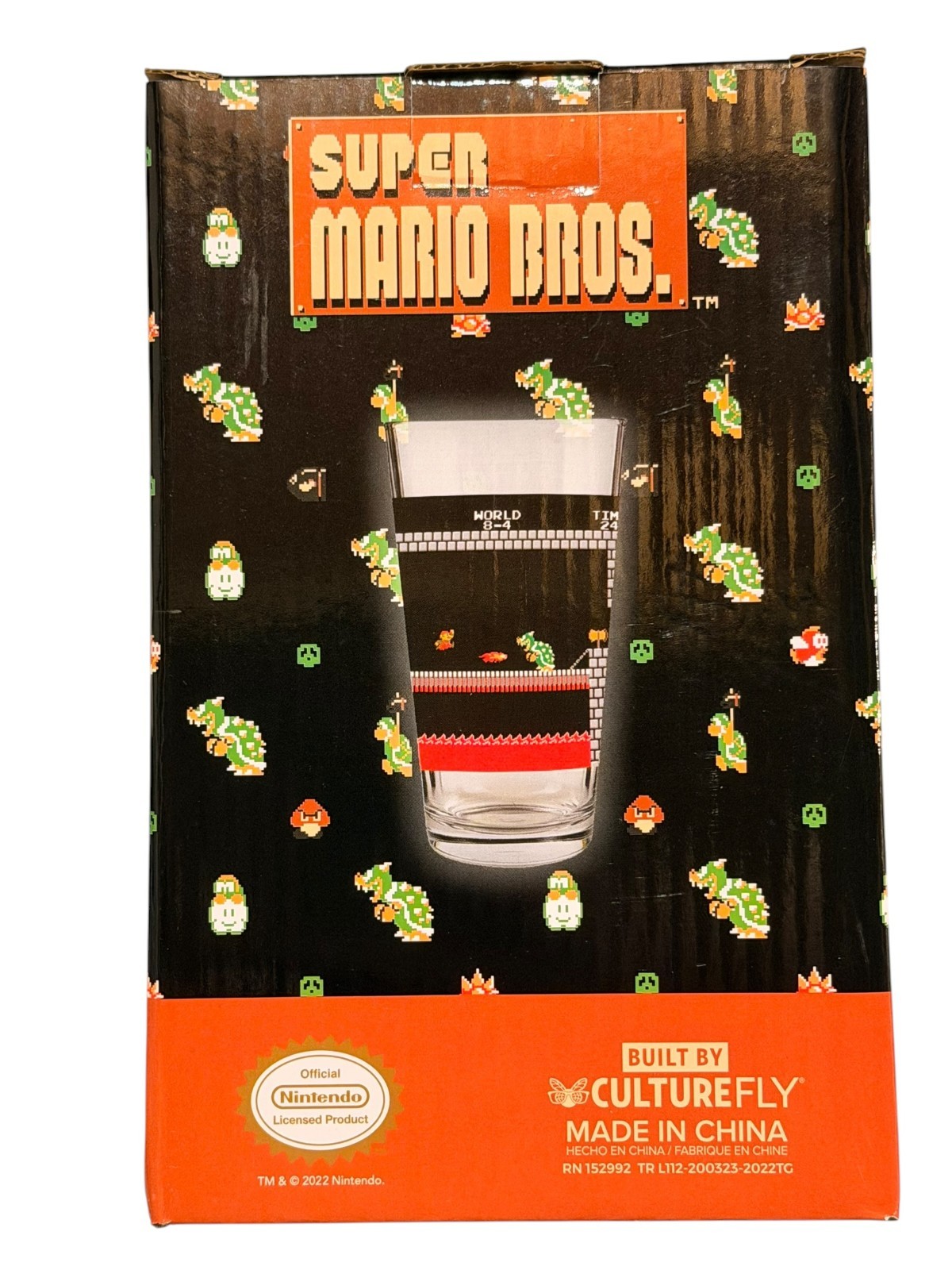 Super Mario Bros Pint Glass 16oz Collectible Culturefly NEW