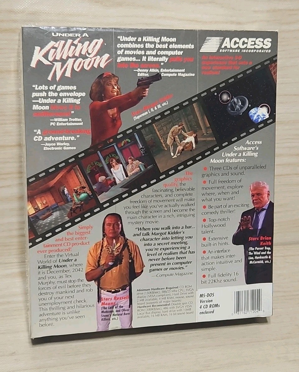 ** NEW SEALED ** Under a Killing Moon, 1994, Big Box, Interactive 3D Pc Game