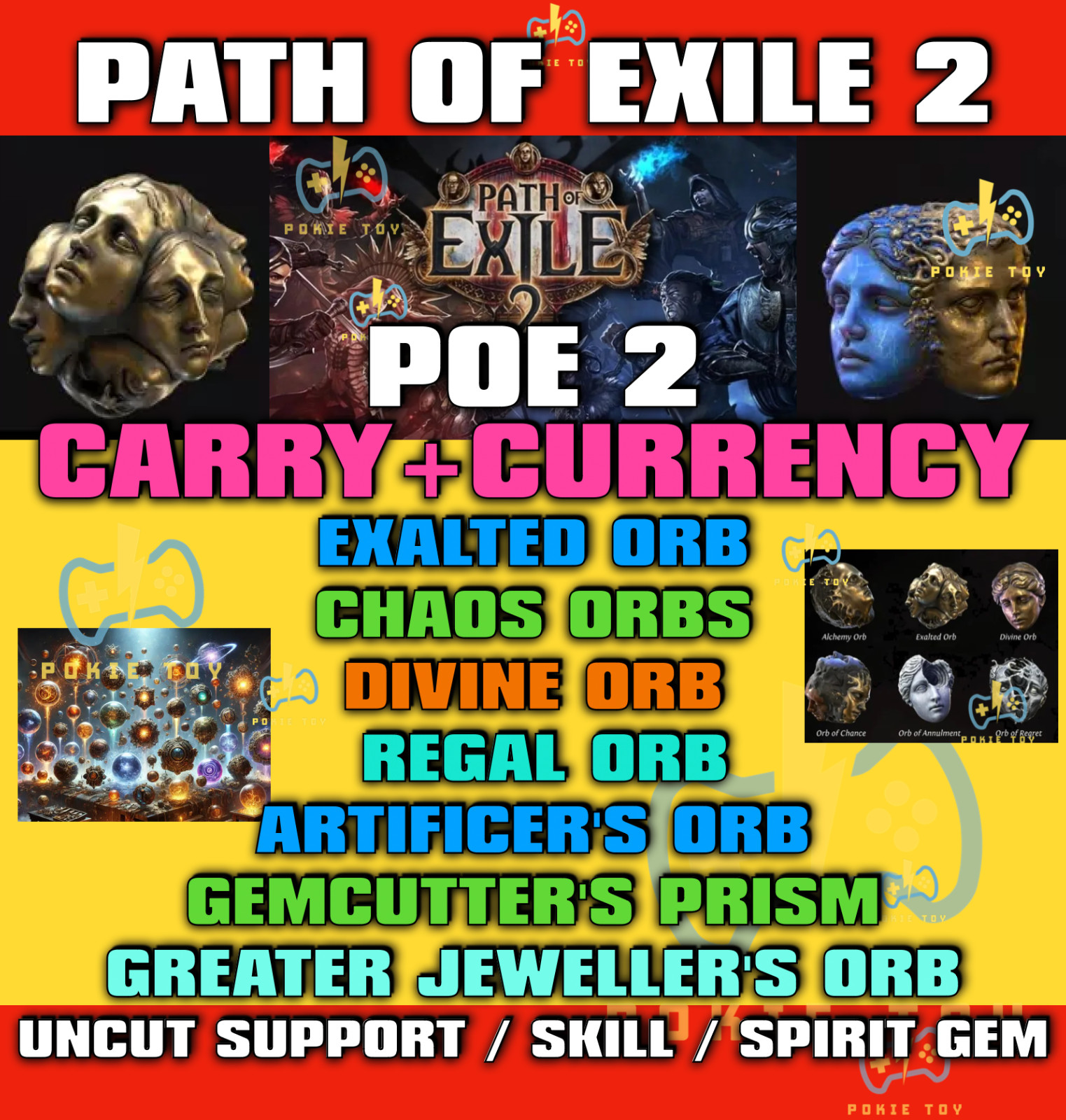 🔥PATH OF EXILE 2 CARRY+CURRENCY🔥ALL ORBS+DIVINE CHAOS EXALTED ORB🔥POE 2 PC🔥