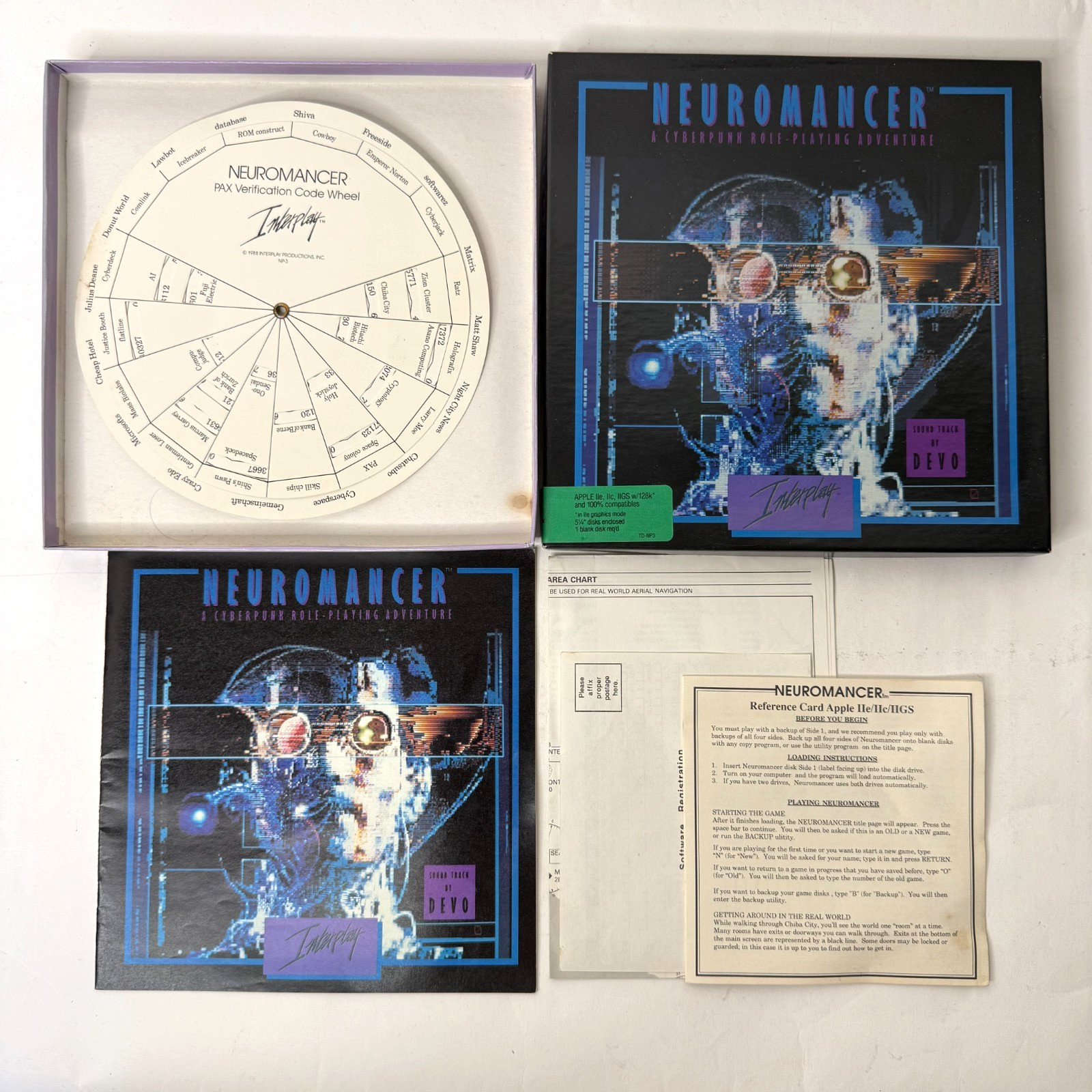 Neuromancer Apple IIe IIc IIGS Interplay 1988 – BOX & INSERTS ONLY – NO GAME