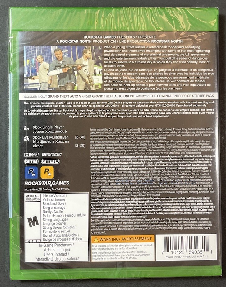 Grand Theft Auto V / GTA V / GTA 5 [ Premium Edition ] (XBOX ONE) NEW