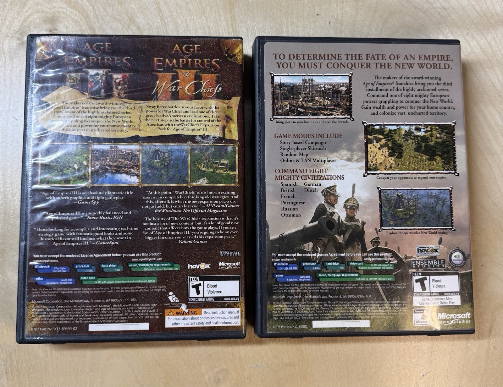 Age of Empires III & Age Of Empires 3 Gold Edition CIB