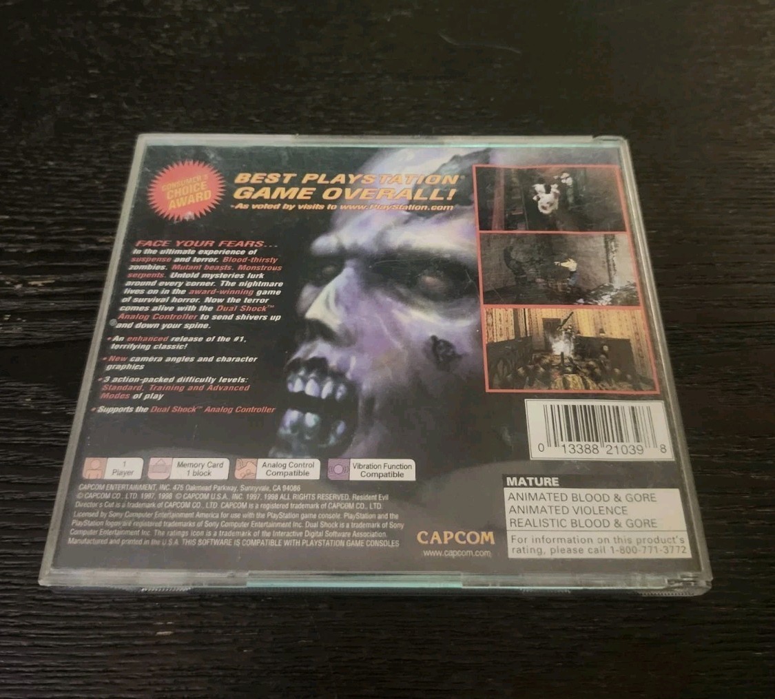 Resident Evil Director’s Cut (Sony PlayStation 1, 1998) COMPLETE & TESTED!⭐️⭐️⭐️