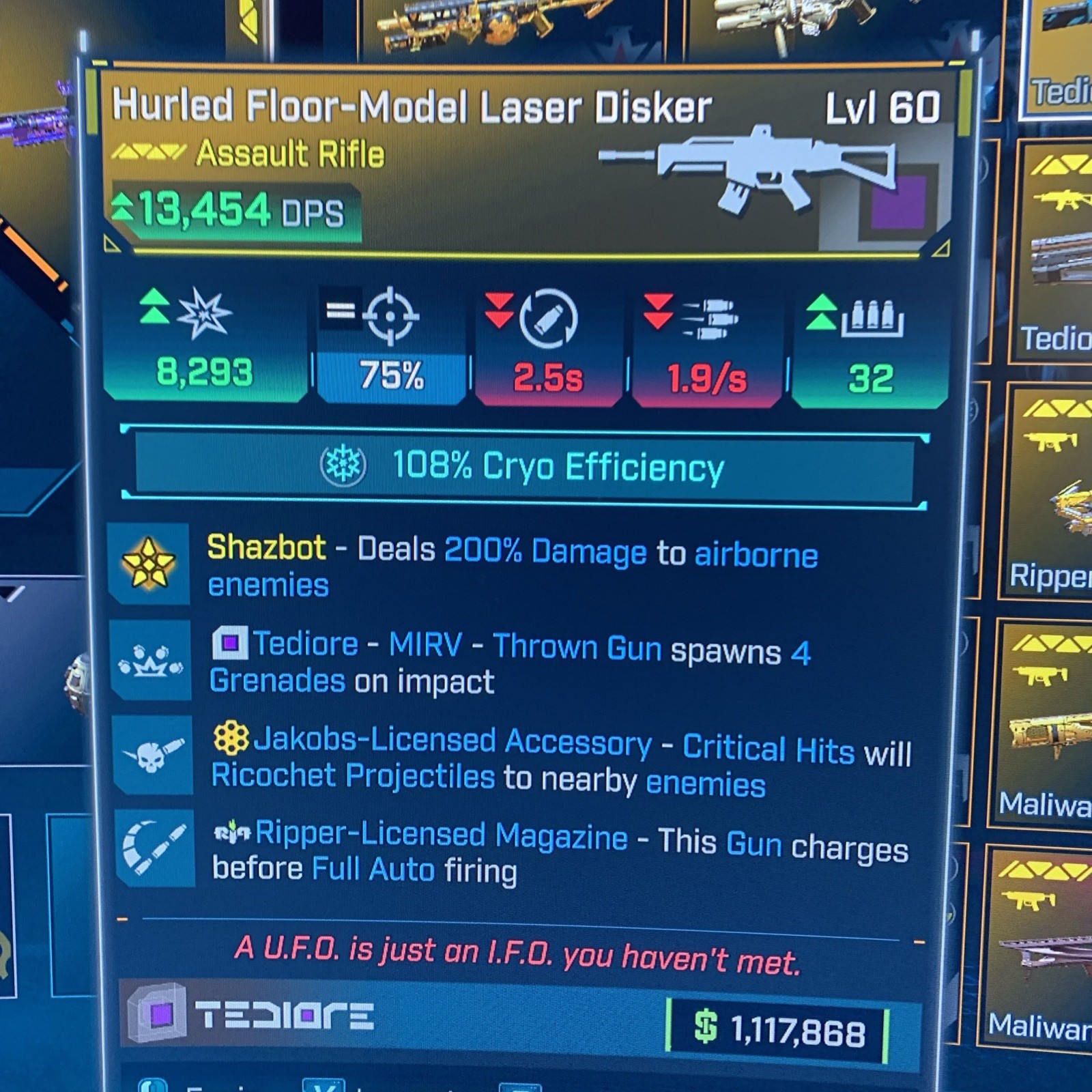 Borderlands 4⭐️LVL 60 GOD ROLL LASER DISKER AR⭐️All PLATFORMS