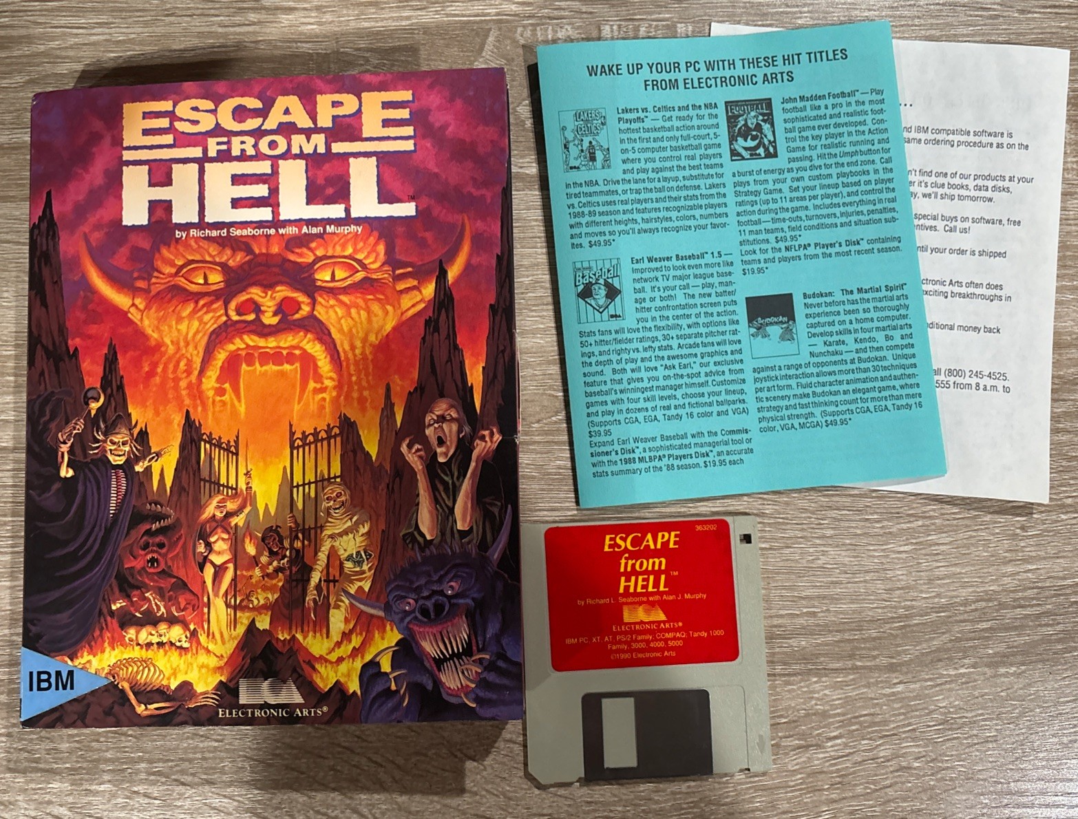 Escape from Hell PC Game 3.5 Disk Disc IBM PC 1990 Complete Electronic Arts