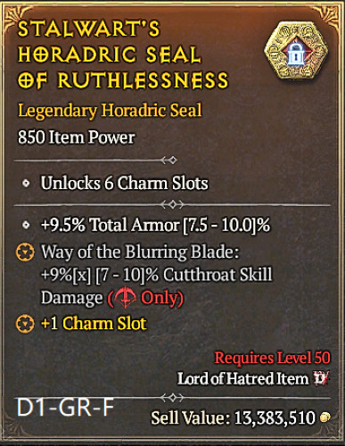 🔥 Diablo 4 Season 14 🔥 Rogue Legendary Horadric Seal 6 Seal