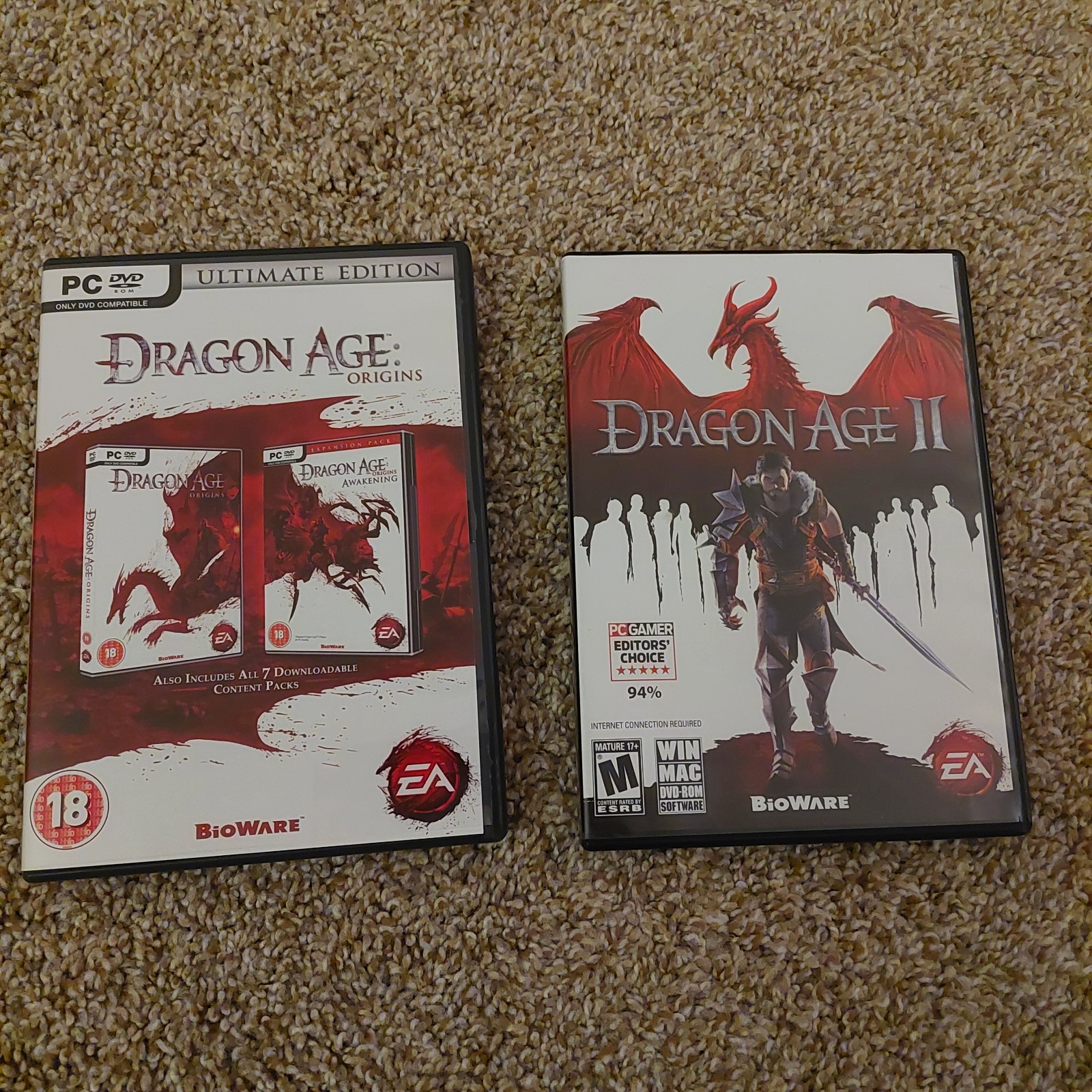 Dragon Age Origins Ultimate Edition (2-Disc) & Dragon Age 2 CIB but used codes