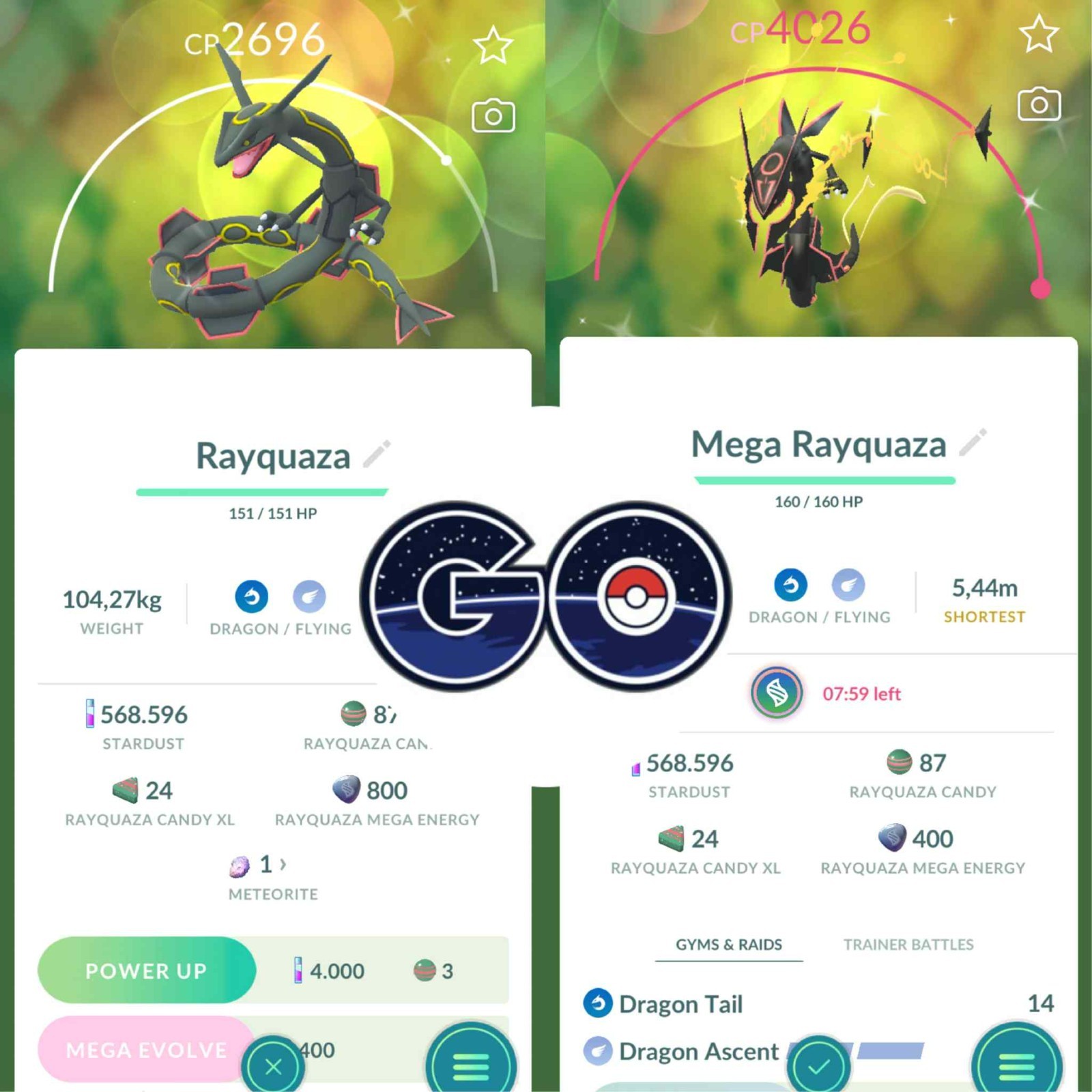 Pokémon PTC-TRADE GO – Shiny Rayquaza – Moveset Dragon Ascent