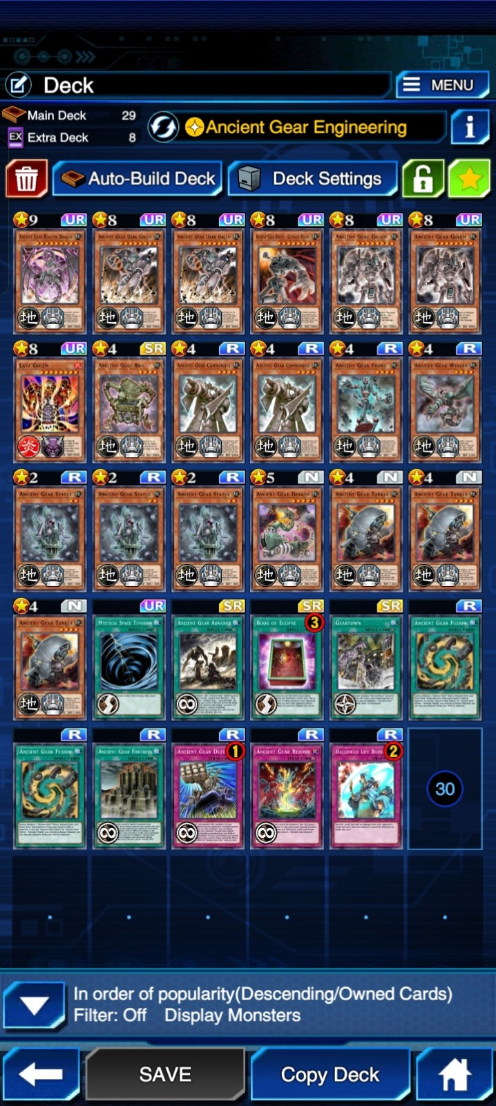 YU GI OH DUEL LINKS IOS, ANDROID, ANCIENT GEAR DECK 14 decks