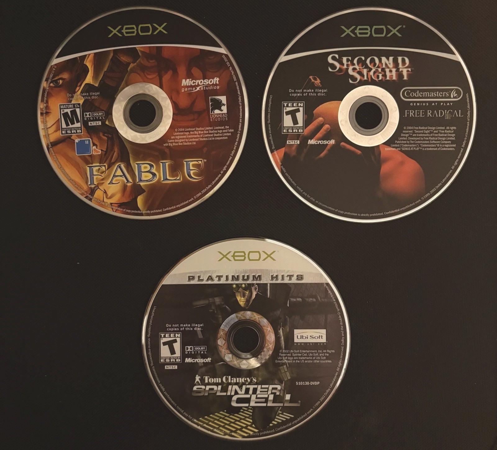 Xbox Games (Second Sight, Fable, Splinter Cell)
