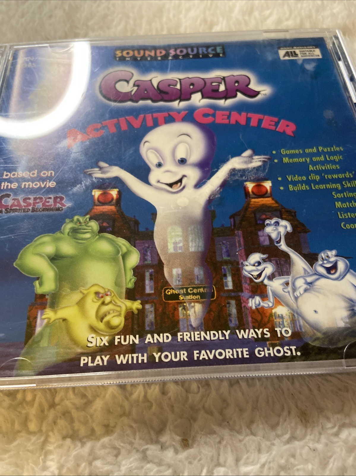 Casper Animated Activity Center PC CD ROM Kids Game Win Mac Friendly Ghost