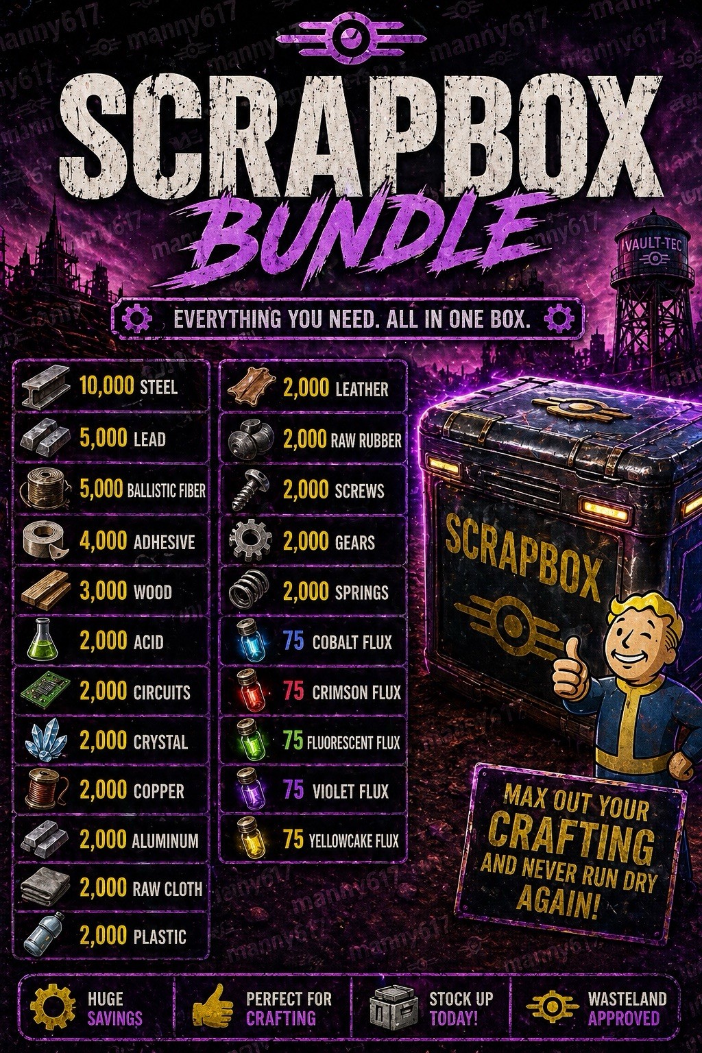 Fallout 76 PS4/PS5 Scrapbox Bundle Junk + Flux Huge Pack LIMITED STOCK