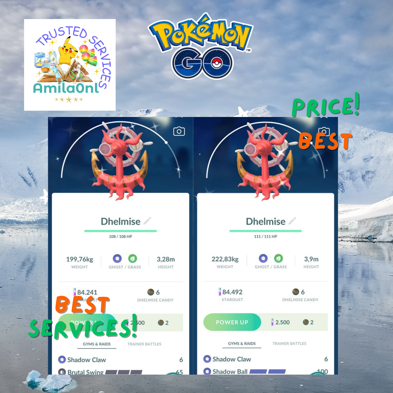 Pokémon✿Go✿Shiny Dhelmise✿✿Trade 20k stardust✿✿Mini PTC✿✿