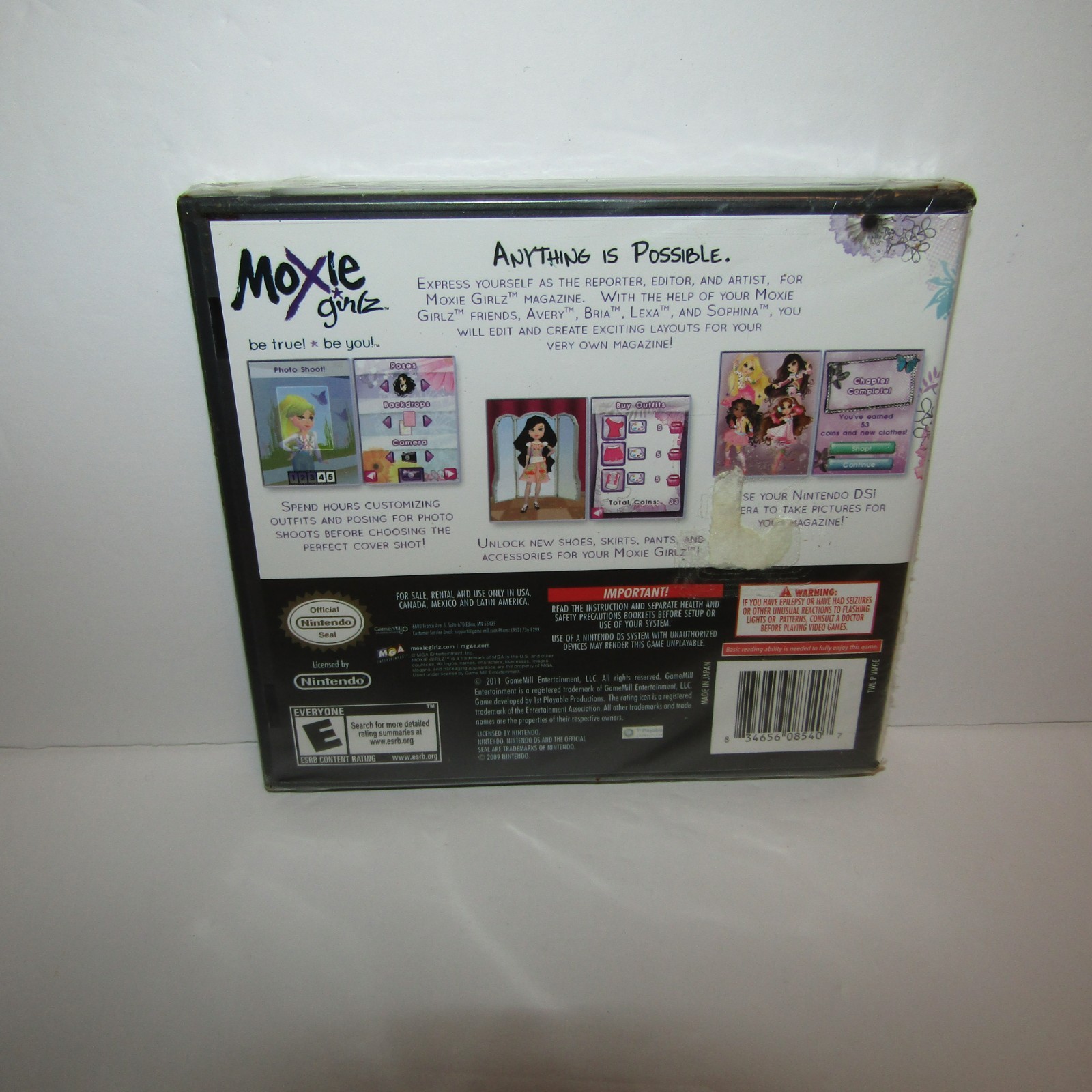 Moxie Girlz Nintendo DS Video Game New Sealed Stained Art (See Description)