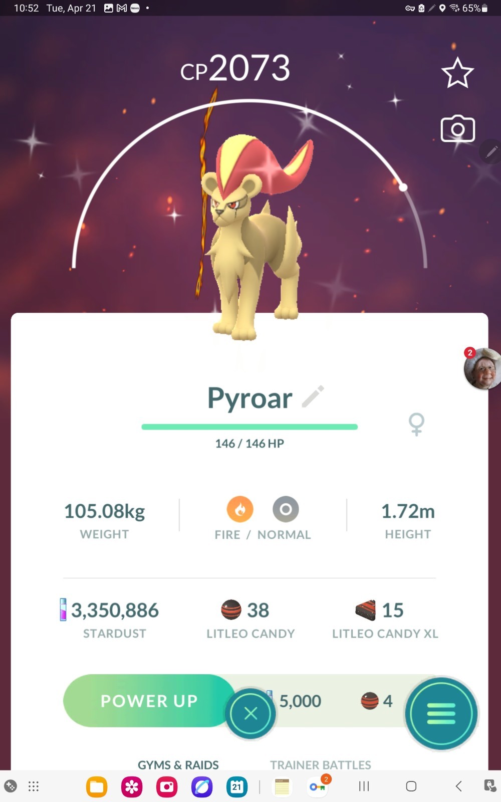 Shiny Pyroar in GO. Custom OT to Home read description