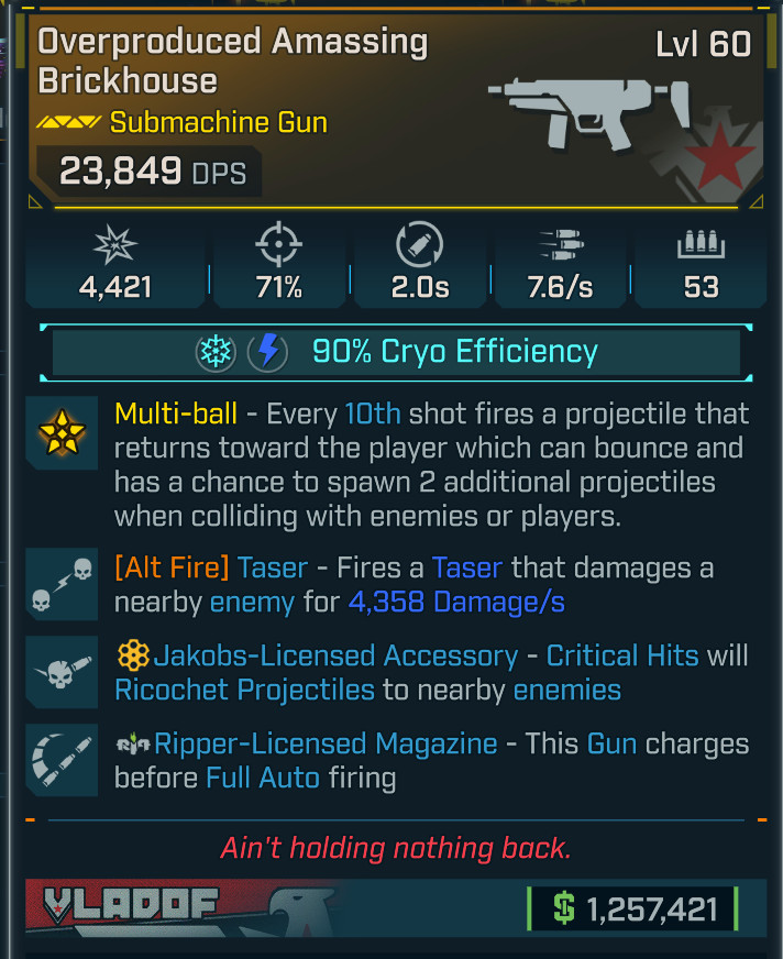 Borderlands 4 ⭐CRYO BRICKHOUSE SMG⭐TASER⭐JAKOBS⭐RIPPER