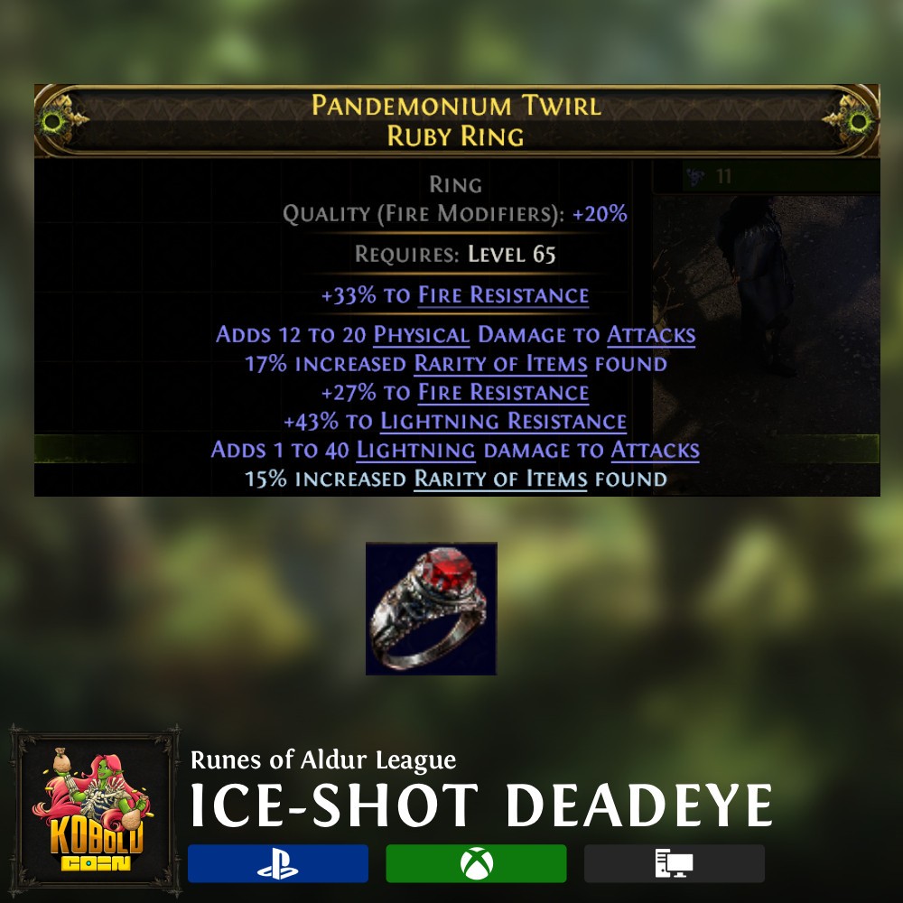 Ice Shot Deadeye Ring – Runes of Aldur League Softcore Path of Exile 2