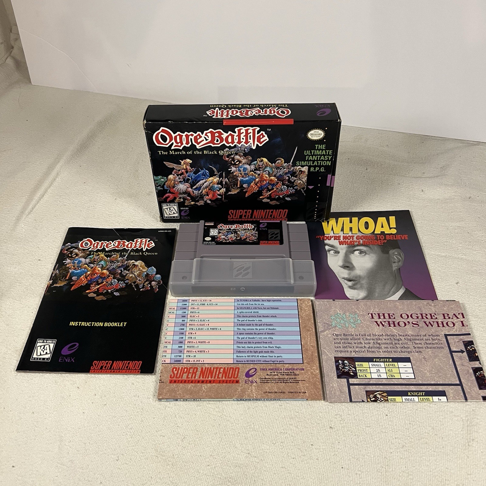 Ogre Battle March of the Black Queen Complete CIB Maps Posters Nintendo SNES