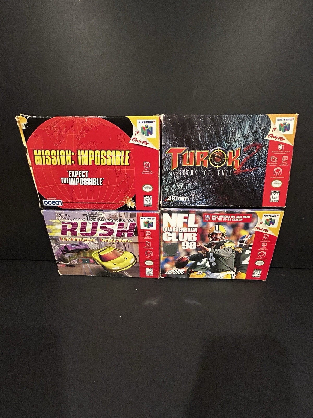 N64 CIB GAME LOT! Turok 2, Mission Impossible, San Francisco Rush, NFL QB Club