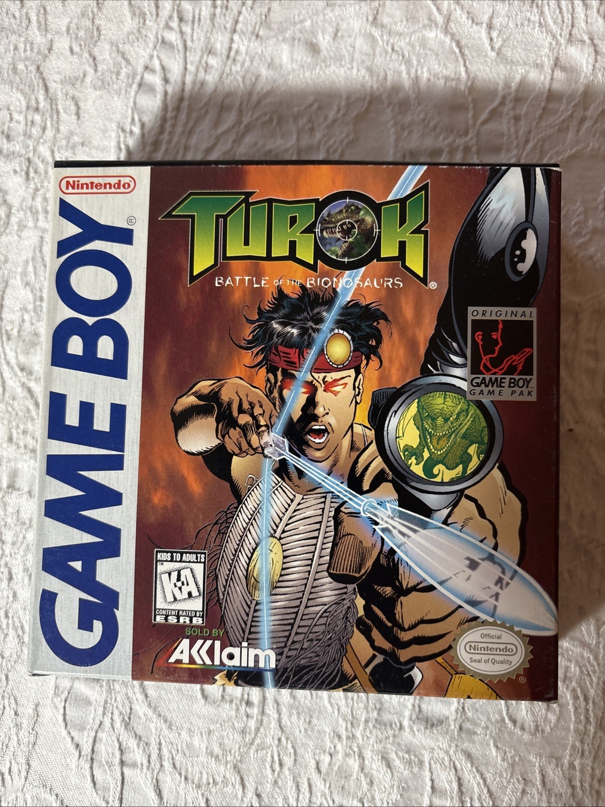 Nintendo Game Boy Turok Battle Of The Bionosaurs, Box, Manual And All Inserts