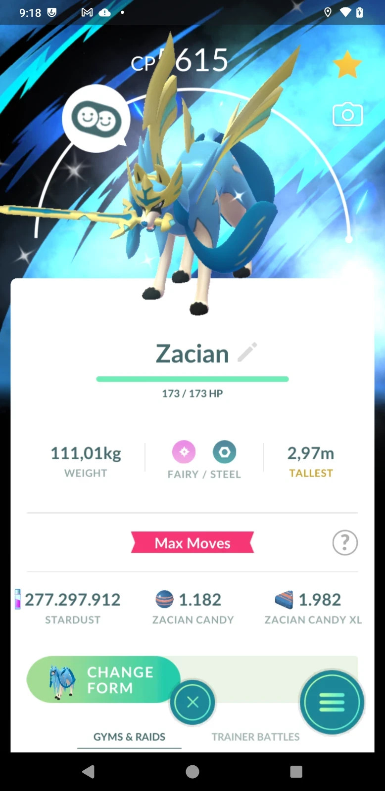 Lv50-3moves -Shiny Zacian Crowned Form with Special Background
