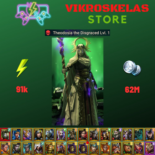 Raid Shadow Legends | Starter Mythical – Theodosia : 91k energy / 26 Legendary