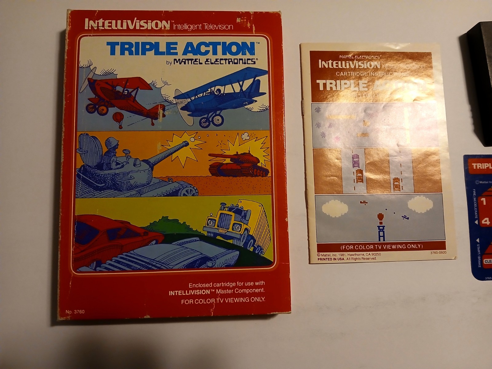 Triple Action Intellivision CIB Complete in Box w Overlays Tested Works