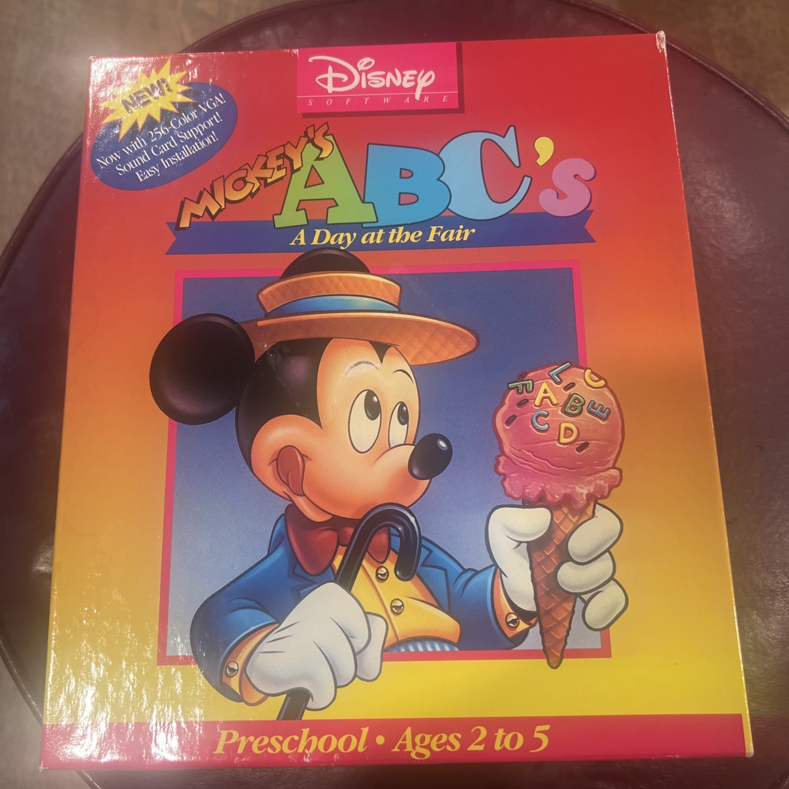 Disney Software Mickey’s ABC’s A Day at the Fair IBM 5.25″ Computer Game Great
