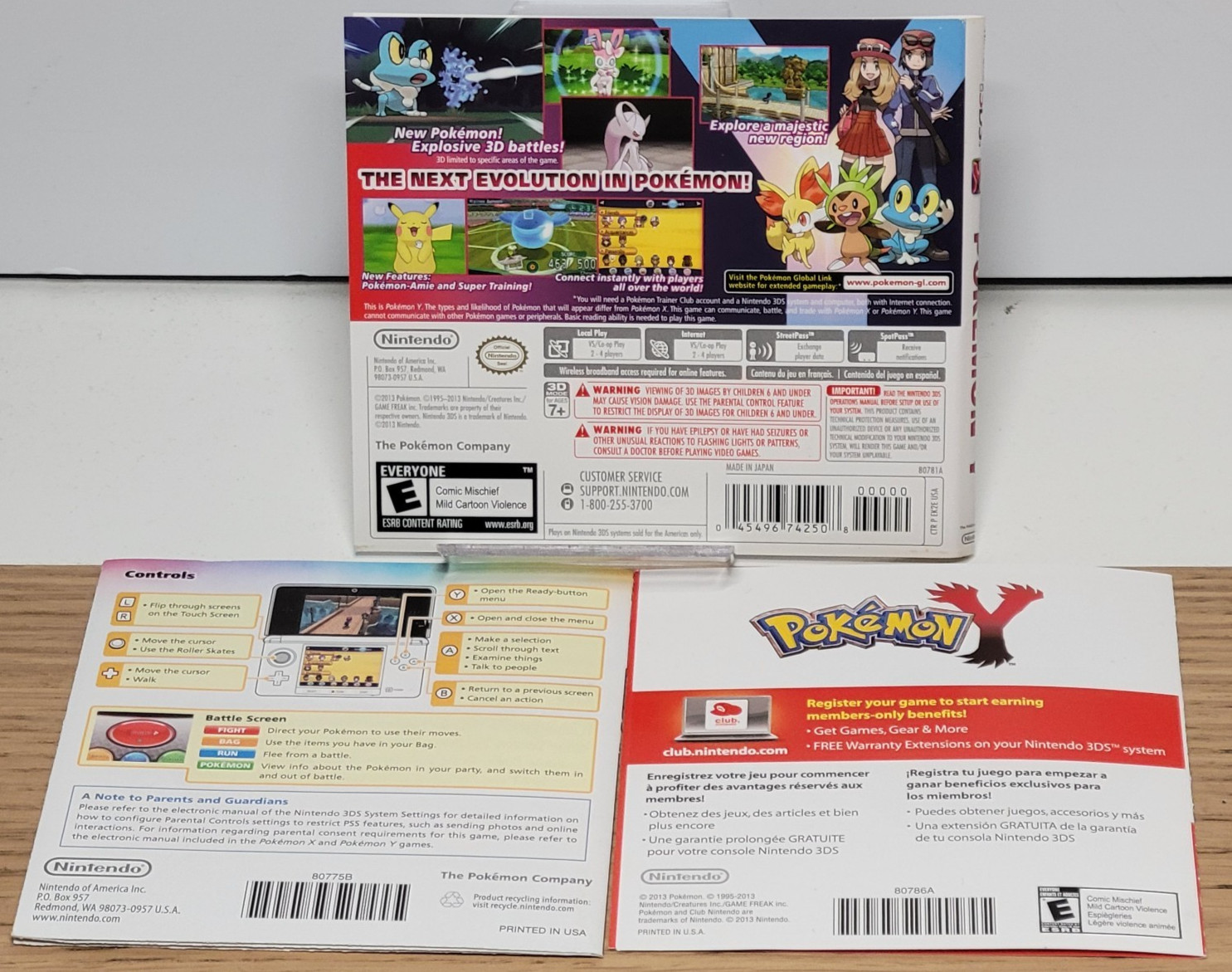Pokemon Y (Nintendo 3DS) Inserts ONLY!