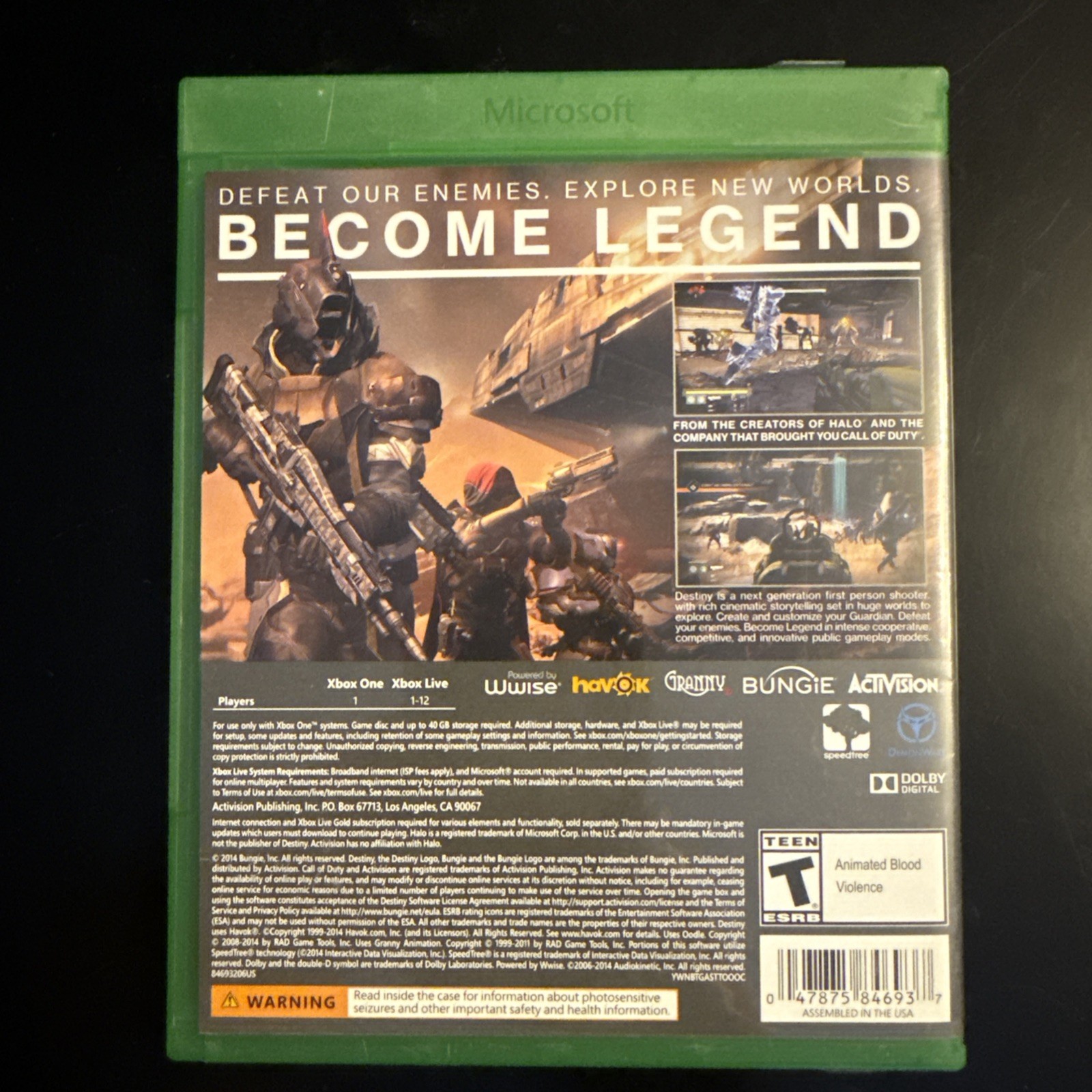 Destiny Microsoft Xbox One, 2014. Online role playing video game by Bungie