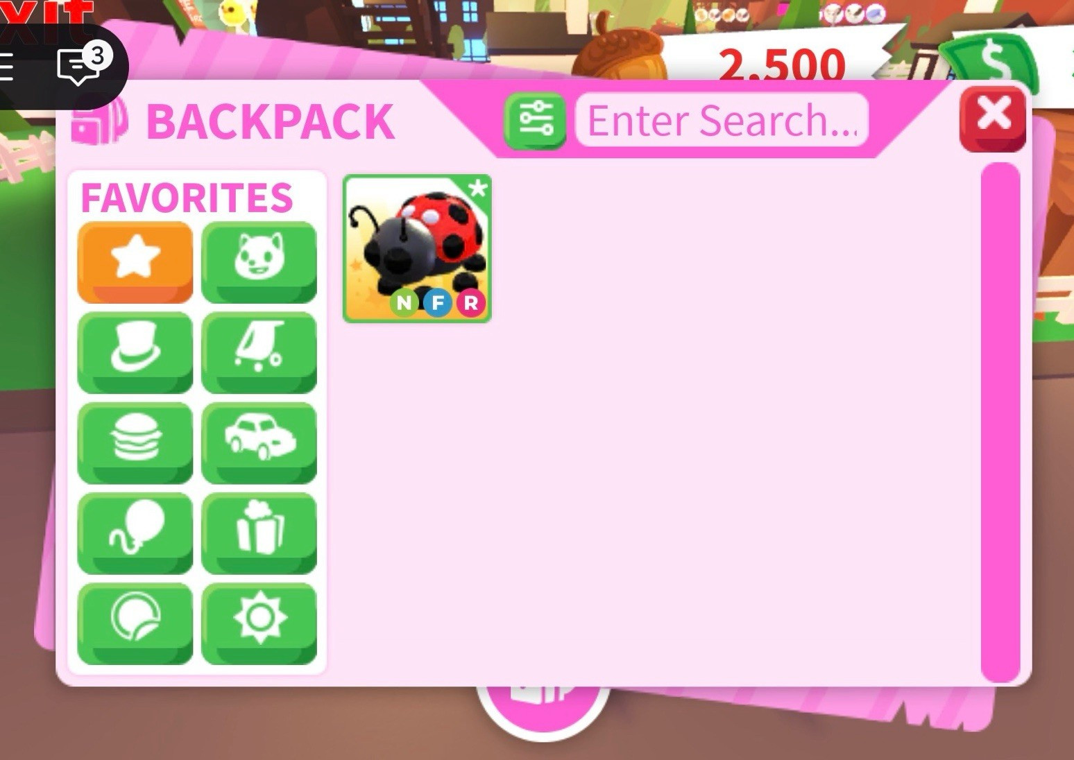 Adopt Me Roblox In-Game Backpack/Inventory Screenshot Ladybug Item Apple II
