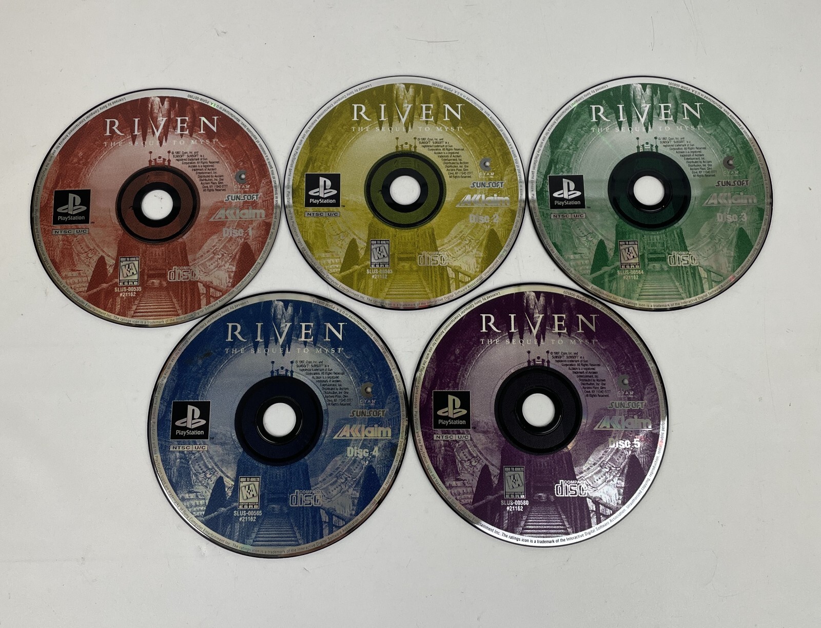Riven The Sequel to Myst Sony Playstation 1 – 5 Disc Set *DISCS ONLY* No Case