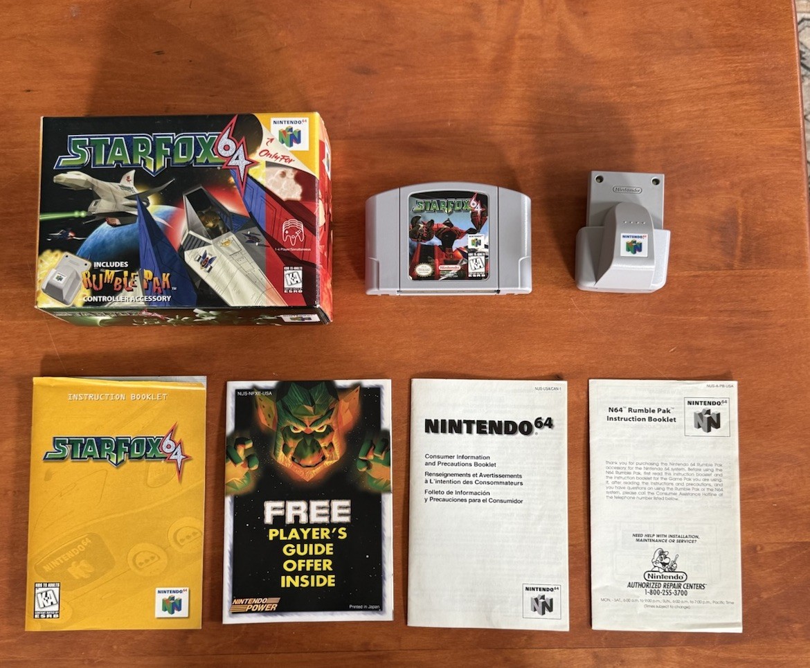 StarFox 64 (Nintendo 64 N64) Excellent Cond CIB Complete w/ Inserts & Rumble Pak