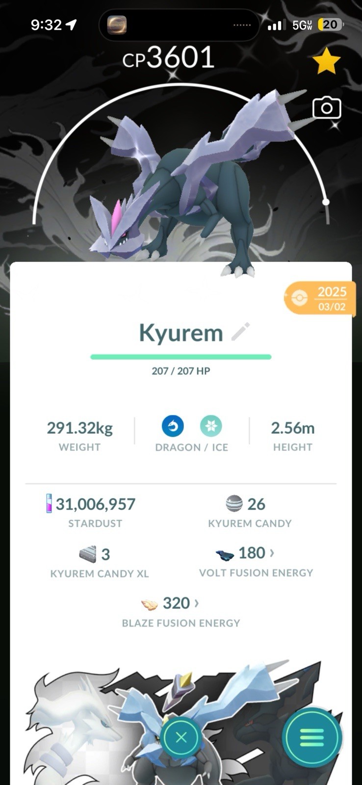 Pokémon GM GO | LVL 70 |178✨|31.0☄️background Kyurem & Dynamax Beldum