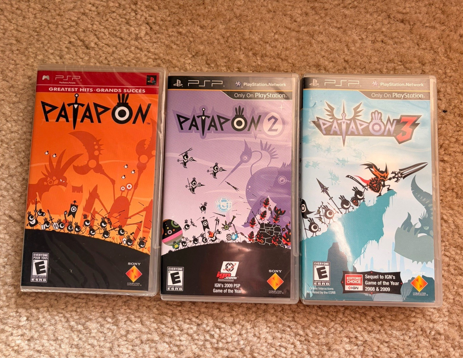 Patapon 1, 2, 3 PSP UMD Games TESTED CIB VERY GOOD CONDITION 1 Is still sealed
