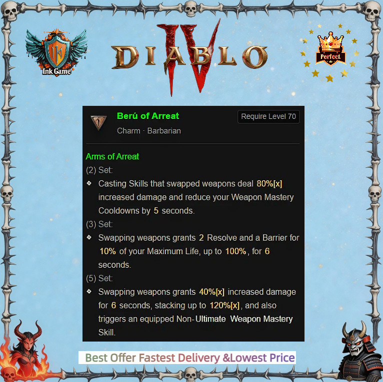 🔥 Diablo 4 Season 13 🔥 All Talisman Charm Set 5-Pieces (Random attributes)