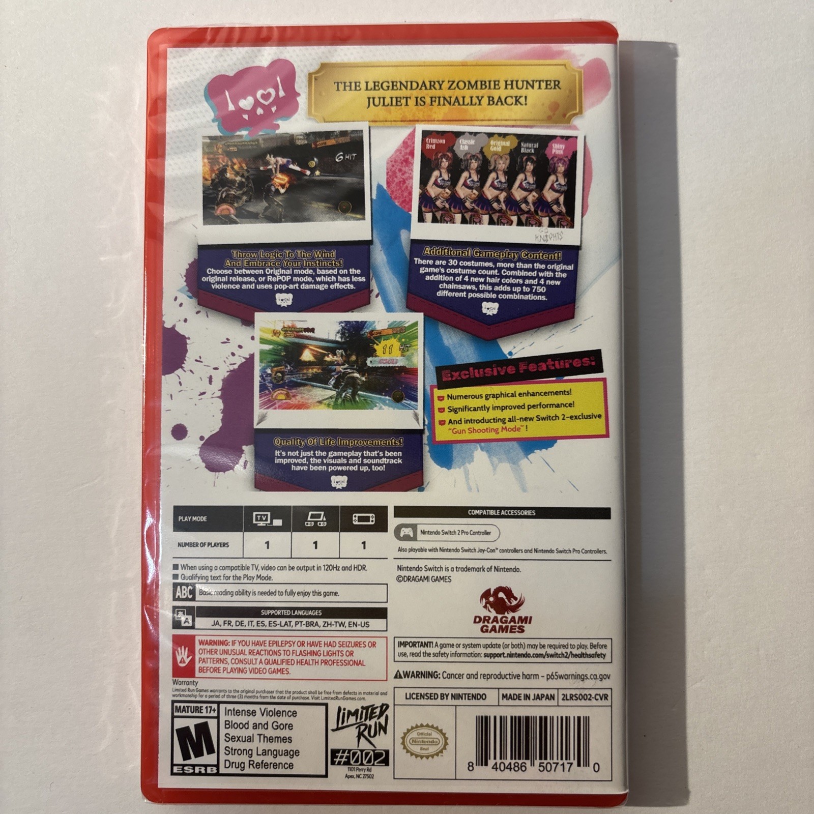 LOLLIPOP CHAINSAW REPOP NINTENDO SWITCH 2 LIMITED RUN GAMES U.S. ESRB BRAND NEW!