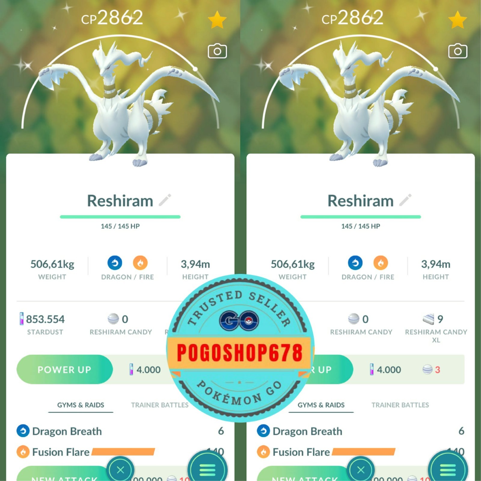 Pokémon PTC Go – Shiny Reshiram ✨Mini 80k Stardusts
