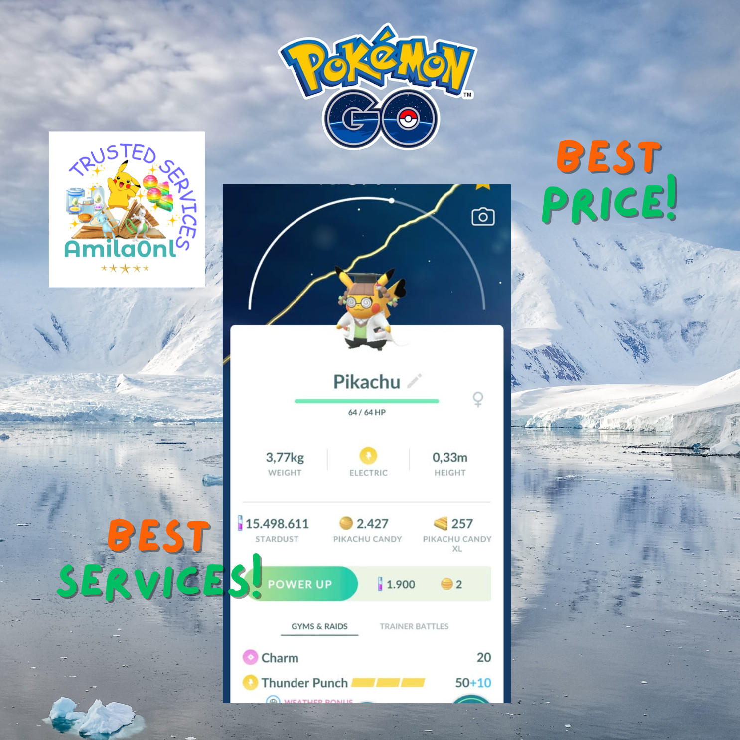 Pokémon✿✿✿Go✿✿✿Pikachu Ph.D✿✿✿Trade 20k stardust✿✿✿