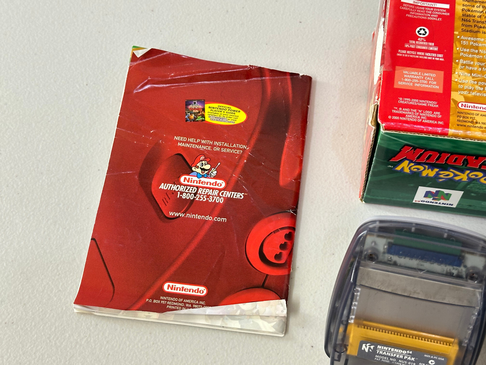 Pokemon Stadium (Nintendo 64 N64) Complete w/Transfer Pak Authentic