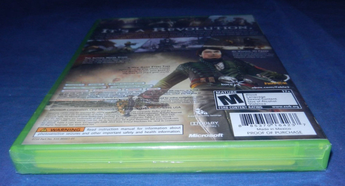 Xbox 360; NEW – Fable 3, VG – Fable 2, Dragon Age 2, Dragon Age Origins, w/Mans
