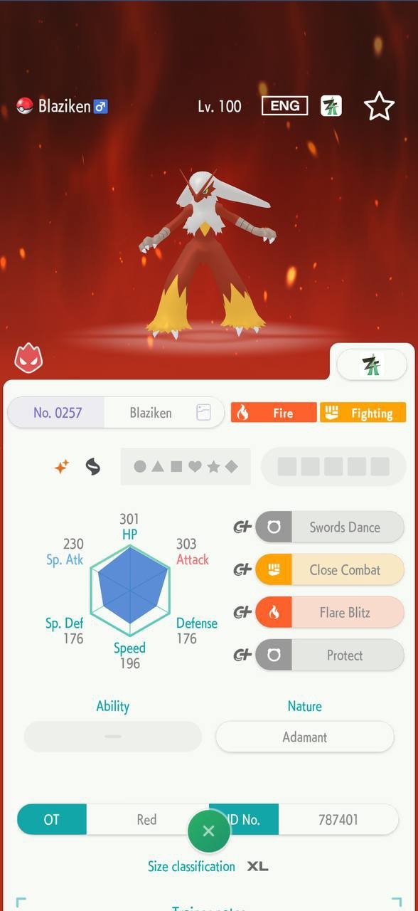BLAZIKEN🔥6IV SHINY POKÉMON HOME🔥Pokemon CHAMPIONS FROM LEGENDS ZA