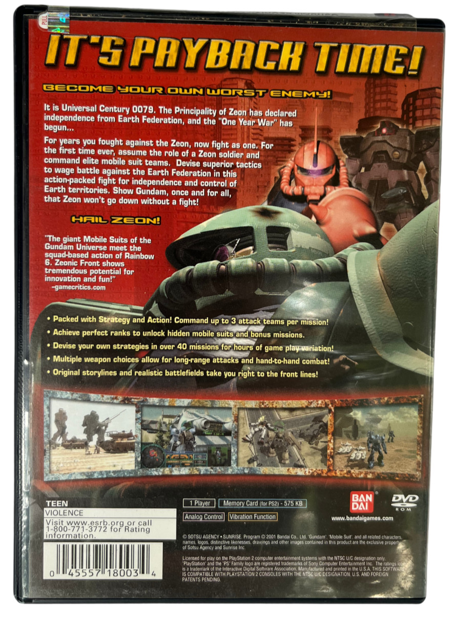 Mobile Suit Gundam: Zeonic Front (Sony PlayStation2 PS2 Bandai 2001) – Tested