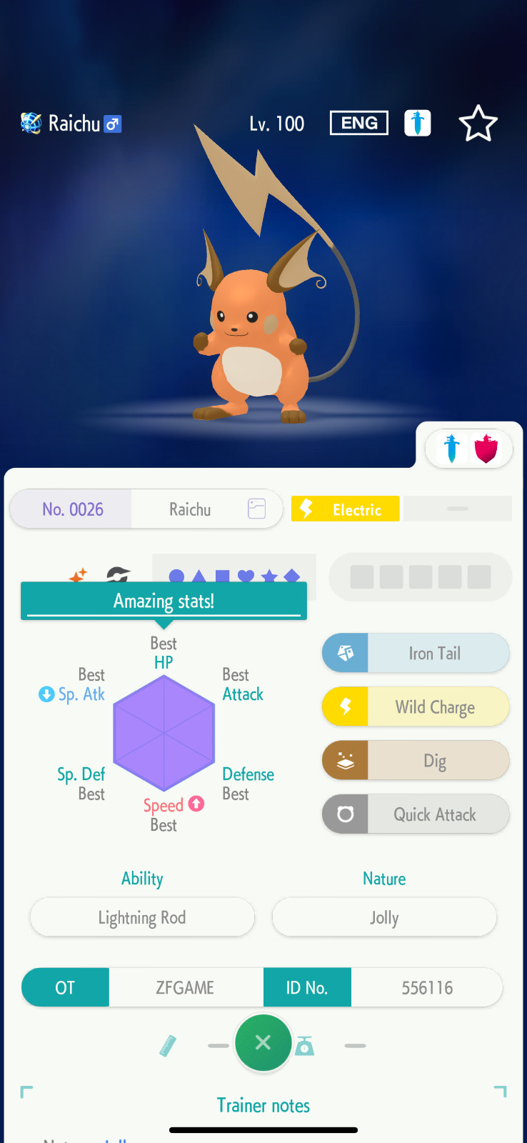 ✨6IV SHINY Raichu X + EVS🚀 POKEMON HOME✨Champions✨Online delivery⚡