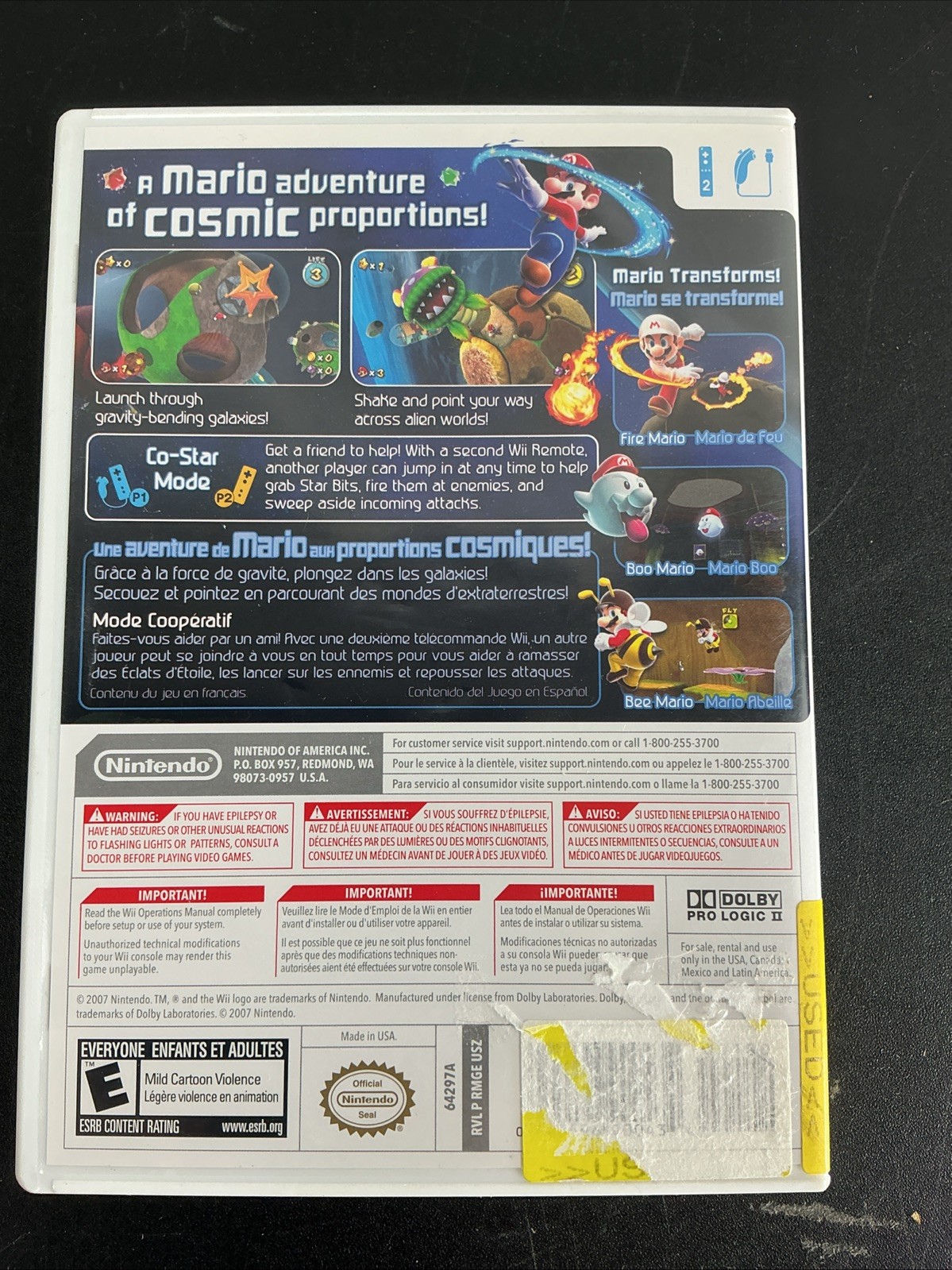 Nintendo Super Mario Galaxy Wii E Rated NTSC-U/C Mario Series Manual