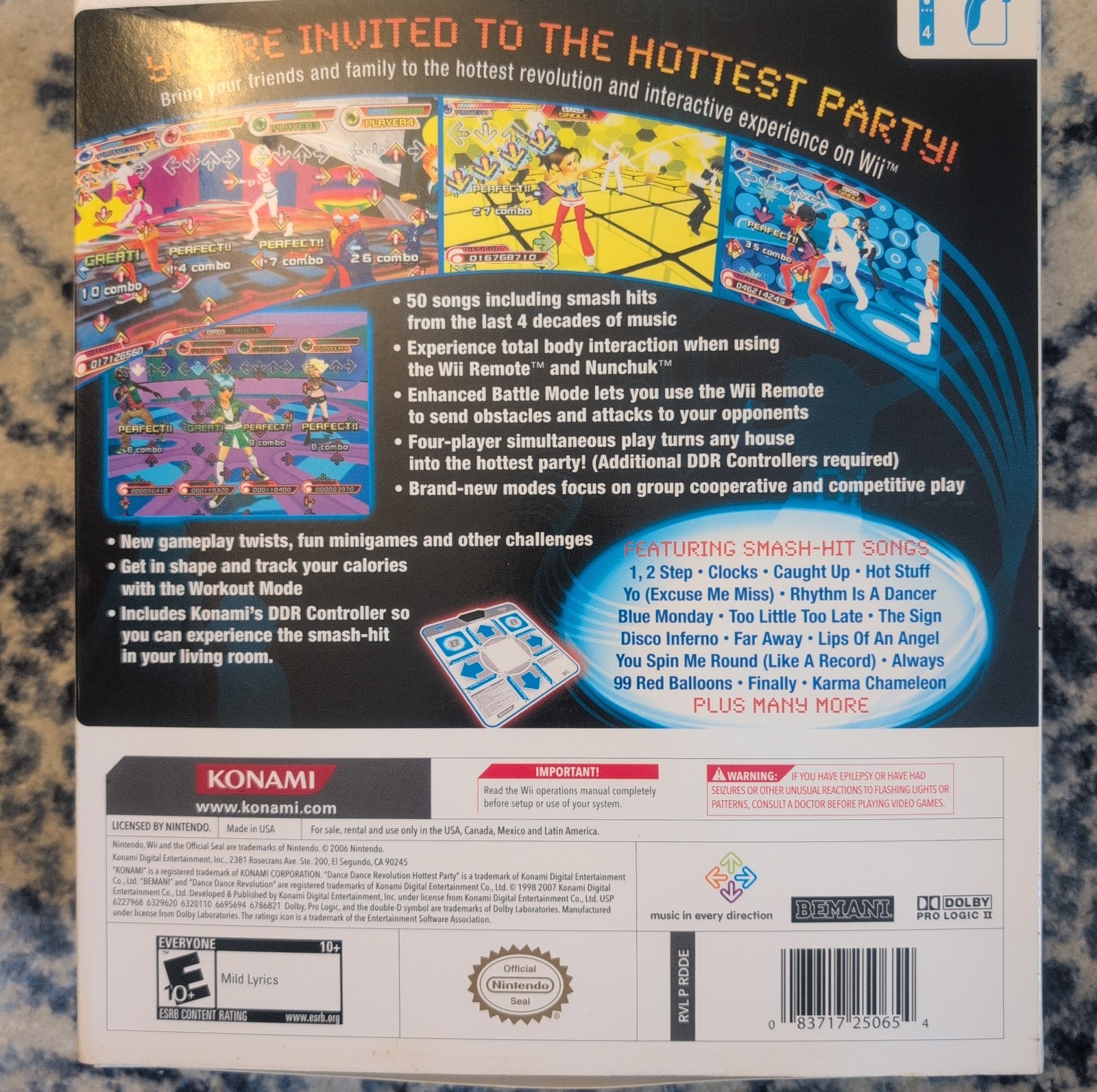 Dance Dance Revolution Hottest Party Nintendo Wii Bundle with Dance Pad Mat