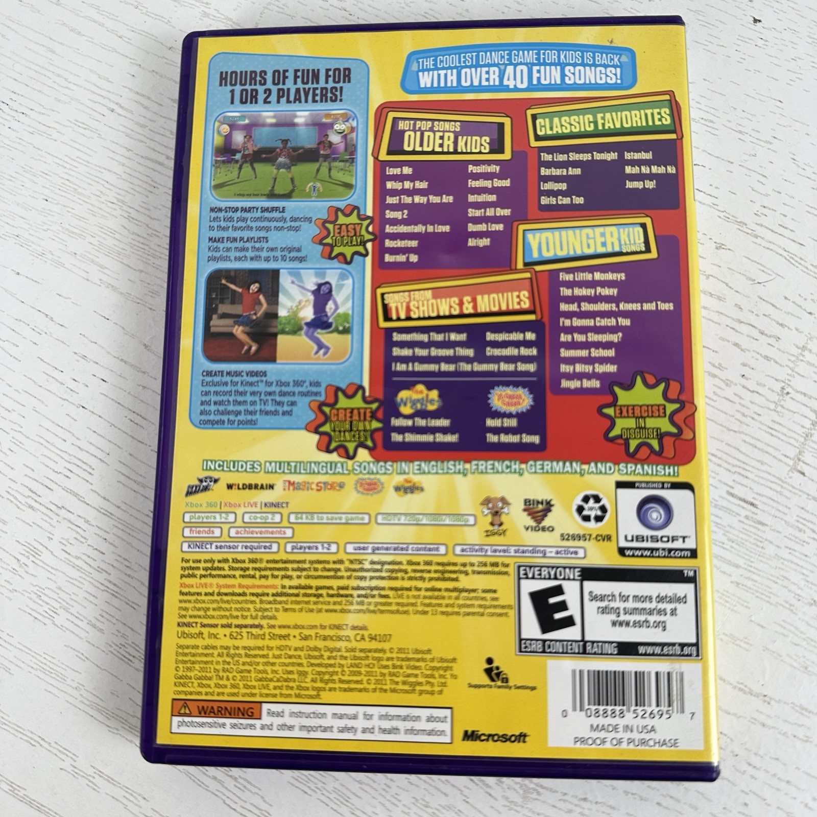Just Dance Kids 2 Xbox 360 Kinect Video Game Complete CIB With Manual